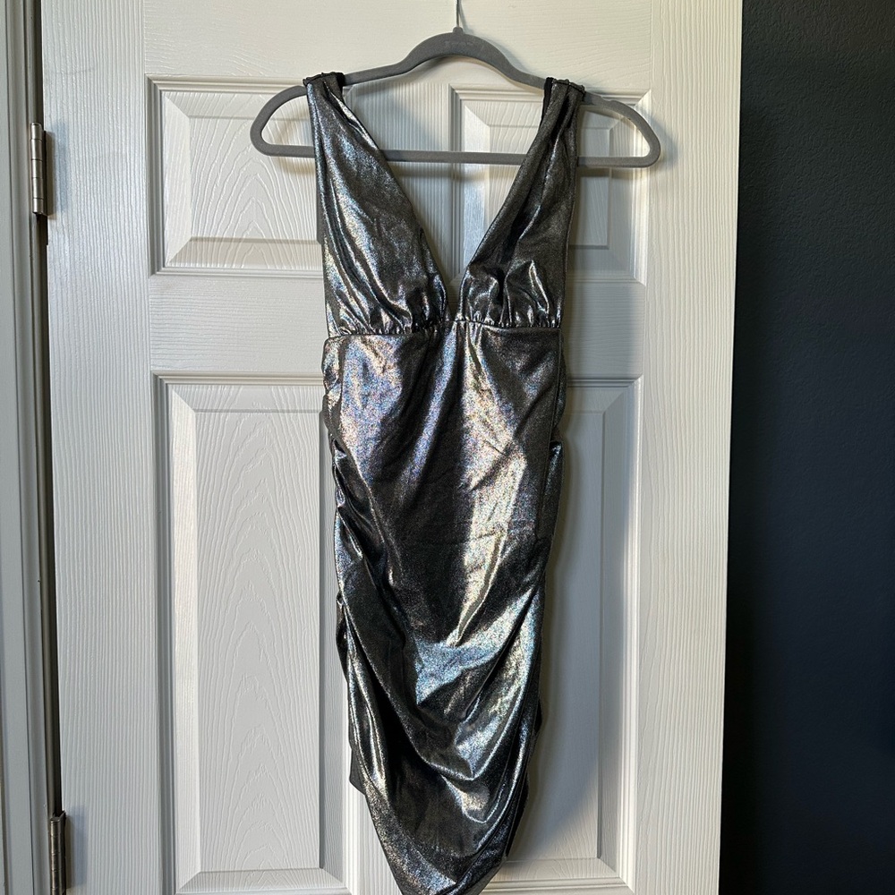 HALARA Metallic Silver Dress